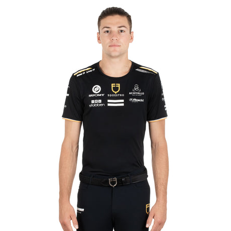 Equestro Men's Multi Logo T-Shirt Technical Fabric #colour_black