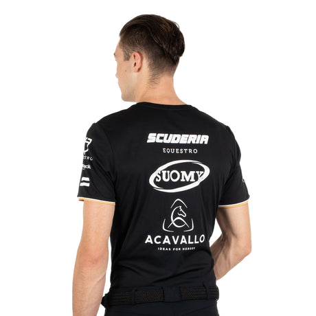 Equestro Men's Multi Logo T-Shirt Technical Fabric #colour_black