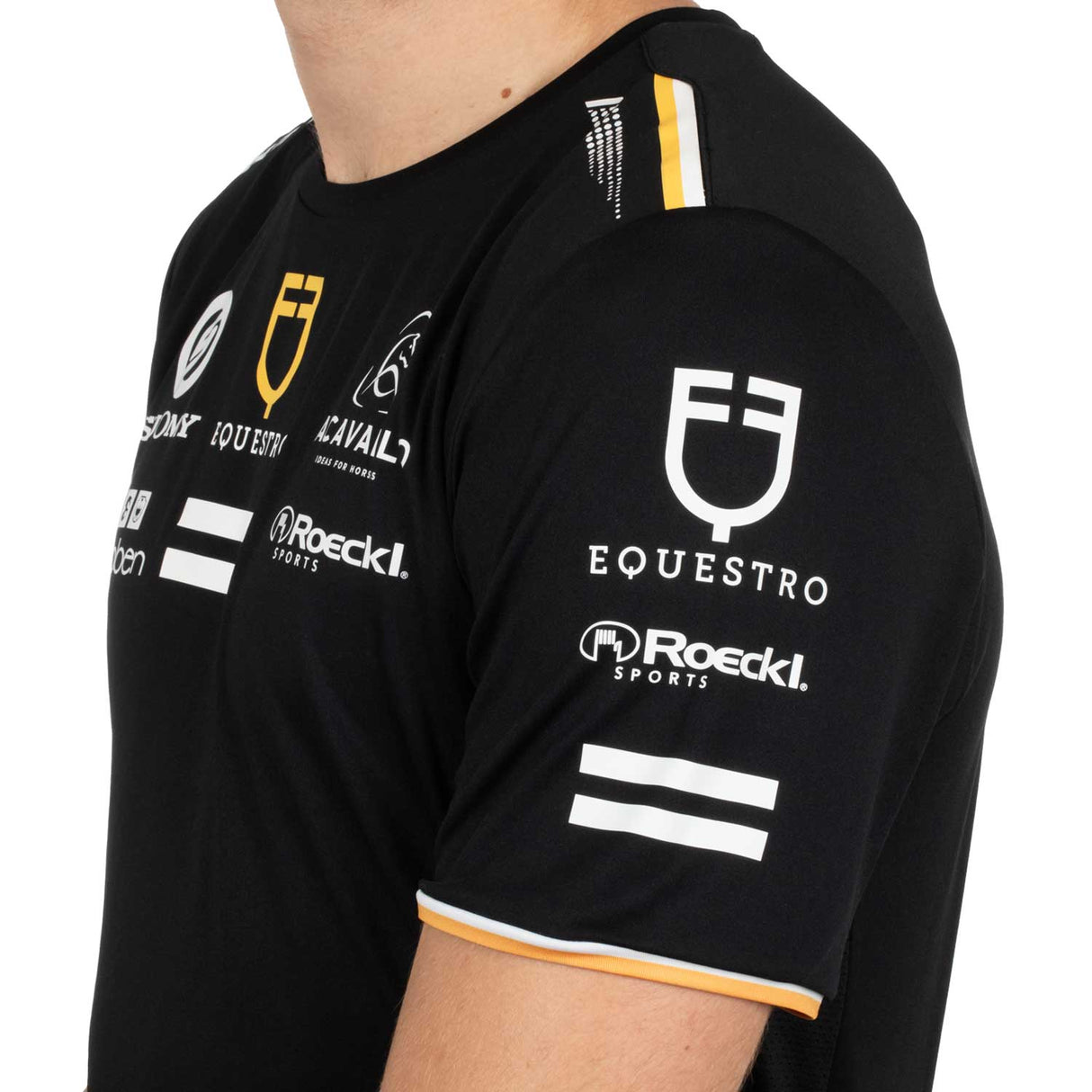 Equestro Men's Multi Logo T-Shirt Technical Fabric #colour_black