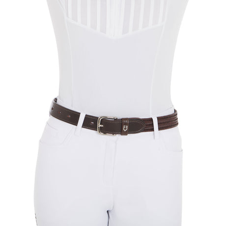 Equestro Elastic Leather Belt #colour_brown