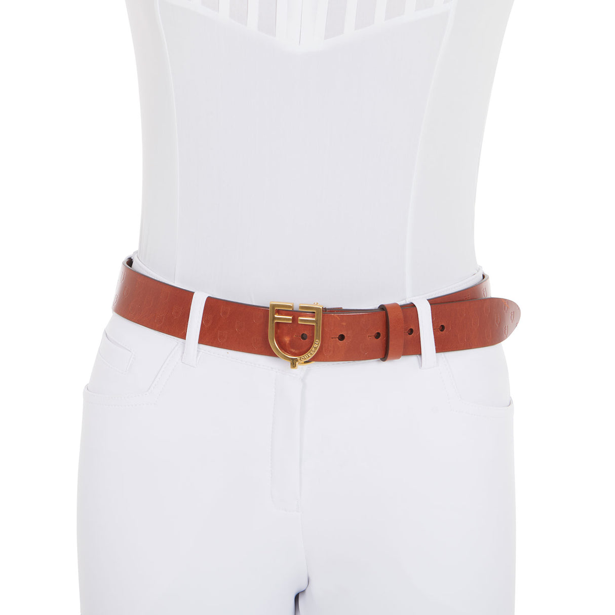 Equestro Leather Logo Belt With Logoed Buckle