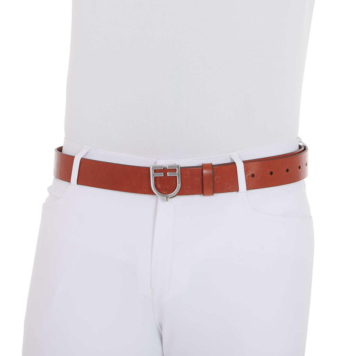Equestro Leather Logo Belt With Logoed Buckle
