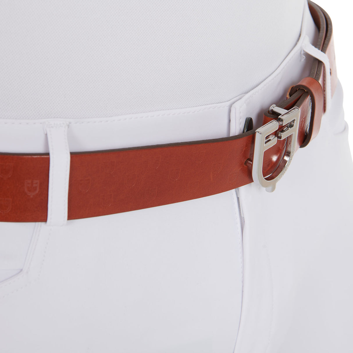 Equestro Leather Logo Belt With Logoed Buckle