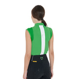 Equestro Women's Slim Fit Sleeveless Polo Shirt In Technical Fabric #colour_green