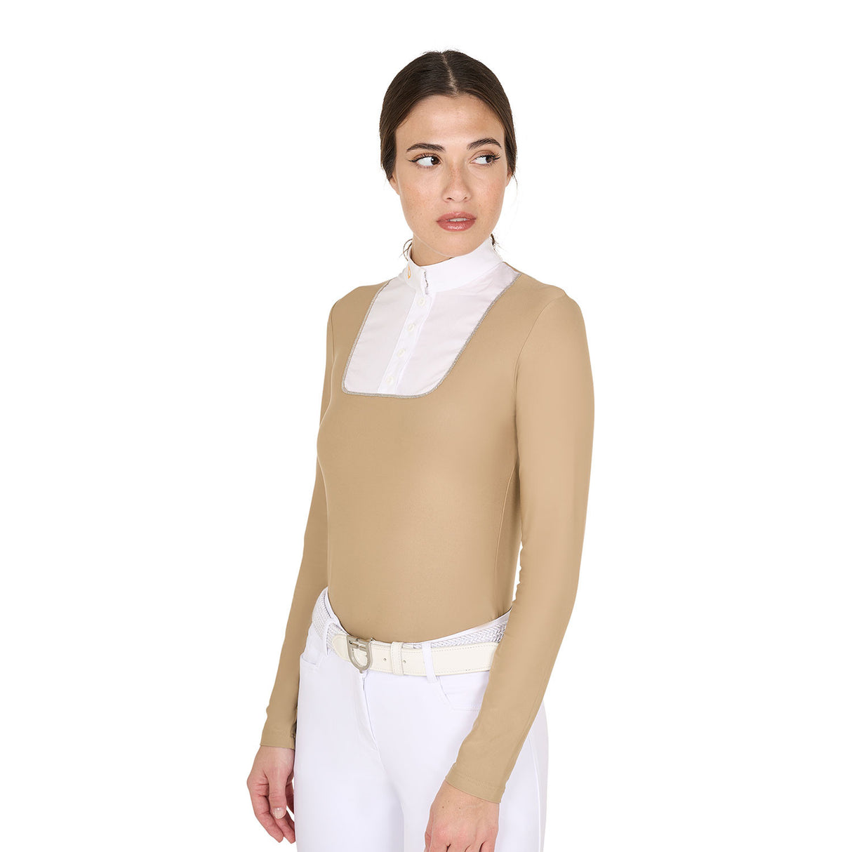 Women's slim fit buttoned competition polo shirt