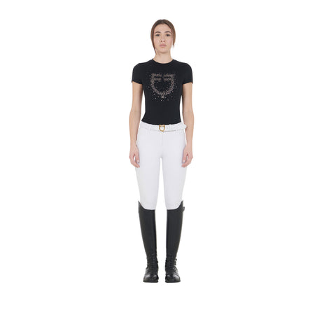 Women's slim fit T-shirt pink rhinestones