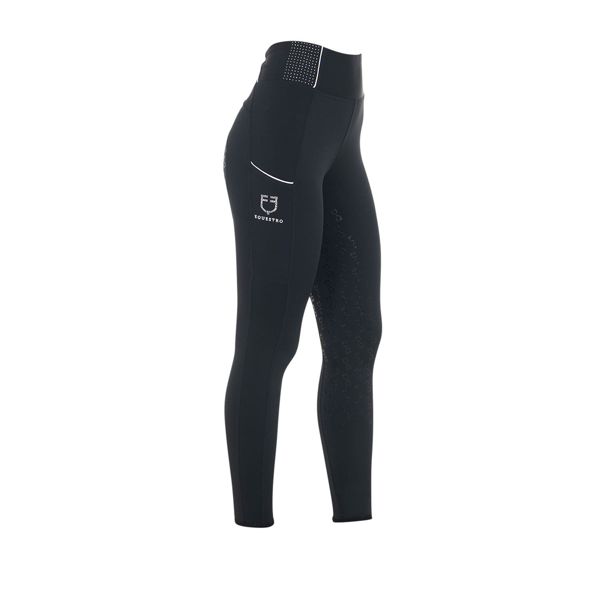 Equestro Women's Slim Fit High-Waisted Leggings with Rhinestones