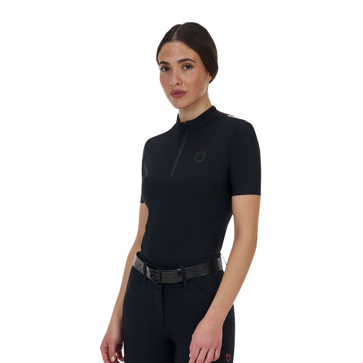 Equestro Ridertechnology women's training polo shirt short sleeves and zip