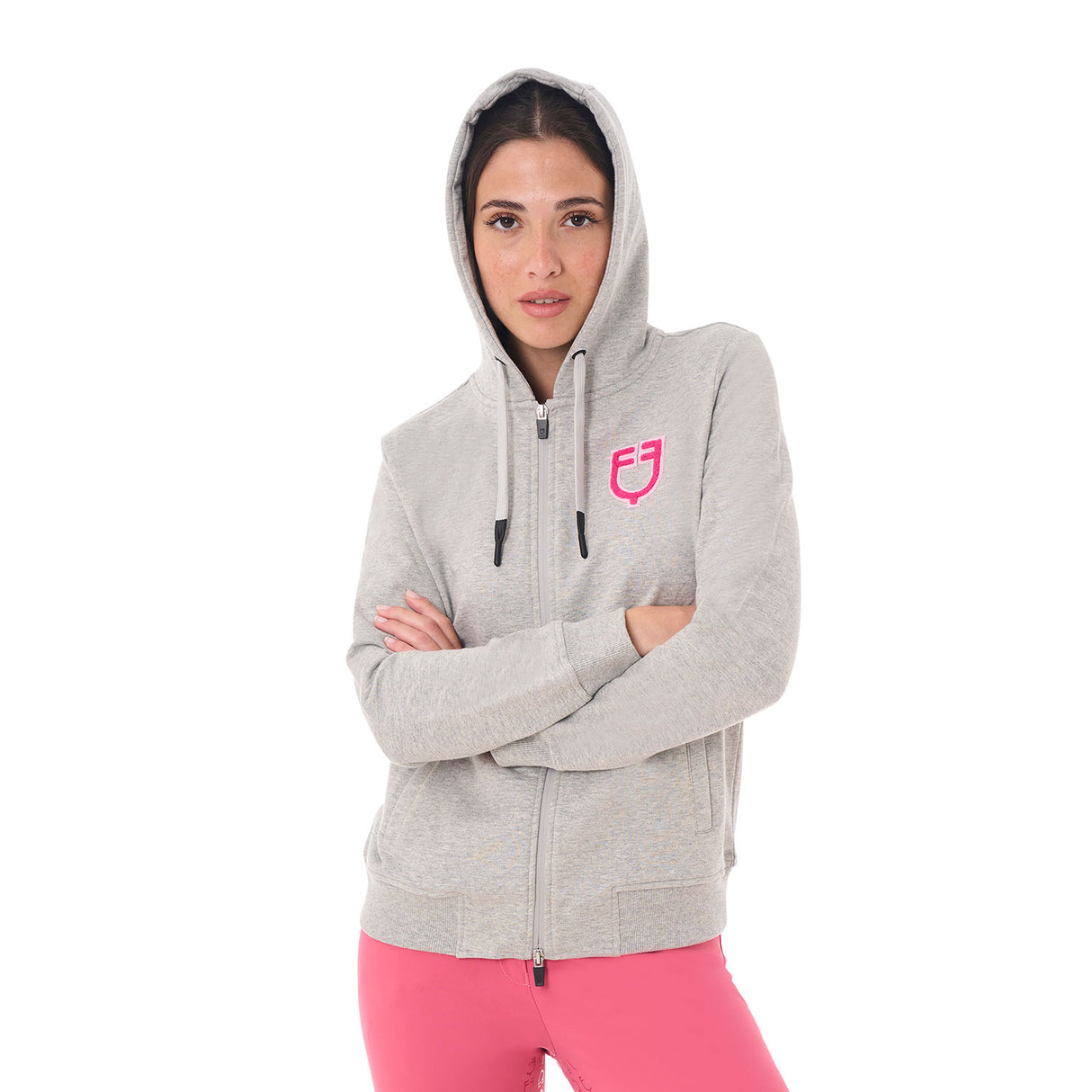 Equestro Women's Hoodie With Zip And Sponge Logo