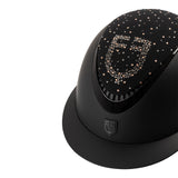 Equestro Matt Helmet With Wide Visor And Rhinestone Logo Homologation En 1384-2023 #colour_black