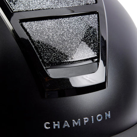 Champion Insight Glitter Round Standard Peak Riding Hat #colour_matt-black-sparkle-black