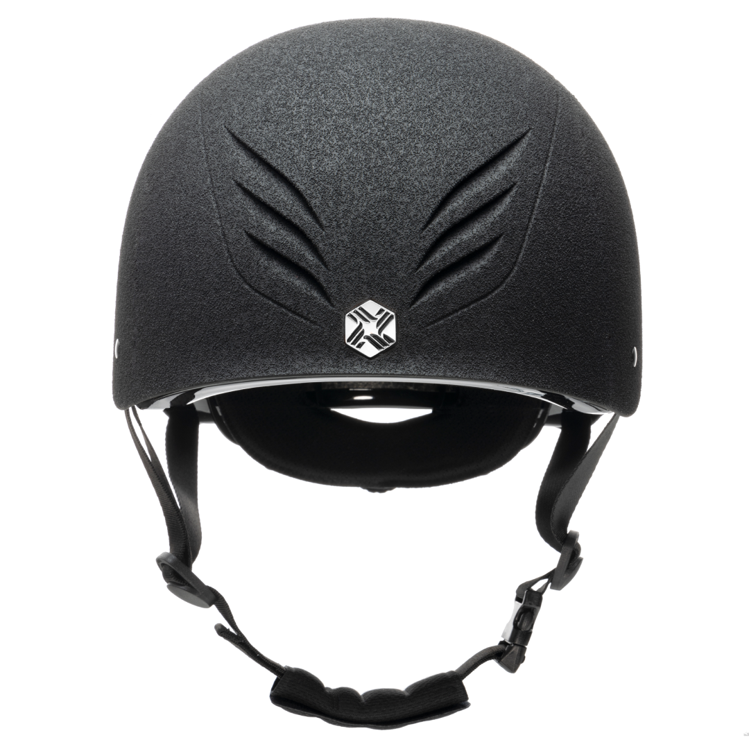 Charles Owen EQx Phoenix with MIPS Jockey Skull Helmet #colour_black-silver