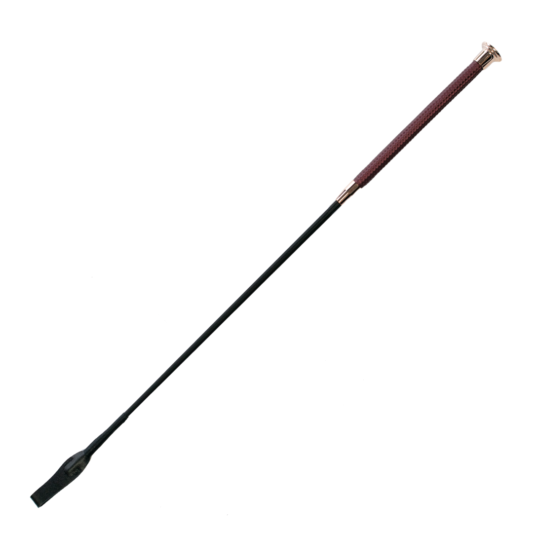 GS Equestrian Metalic Riding Crop #colour_burgundy-rose-gold