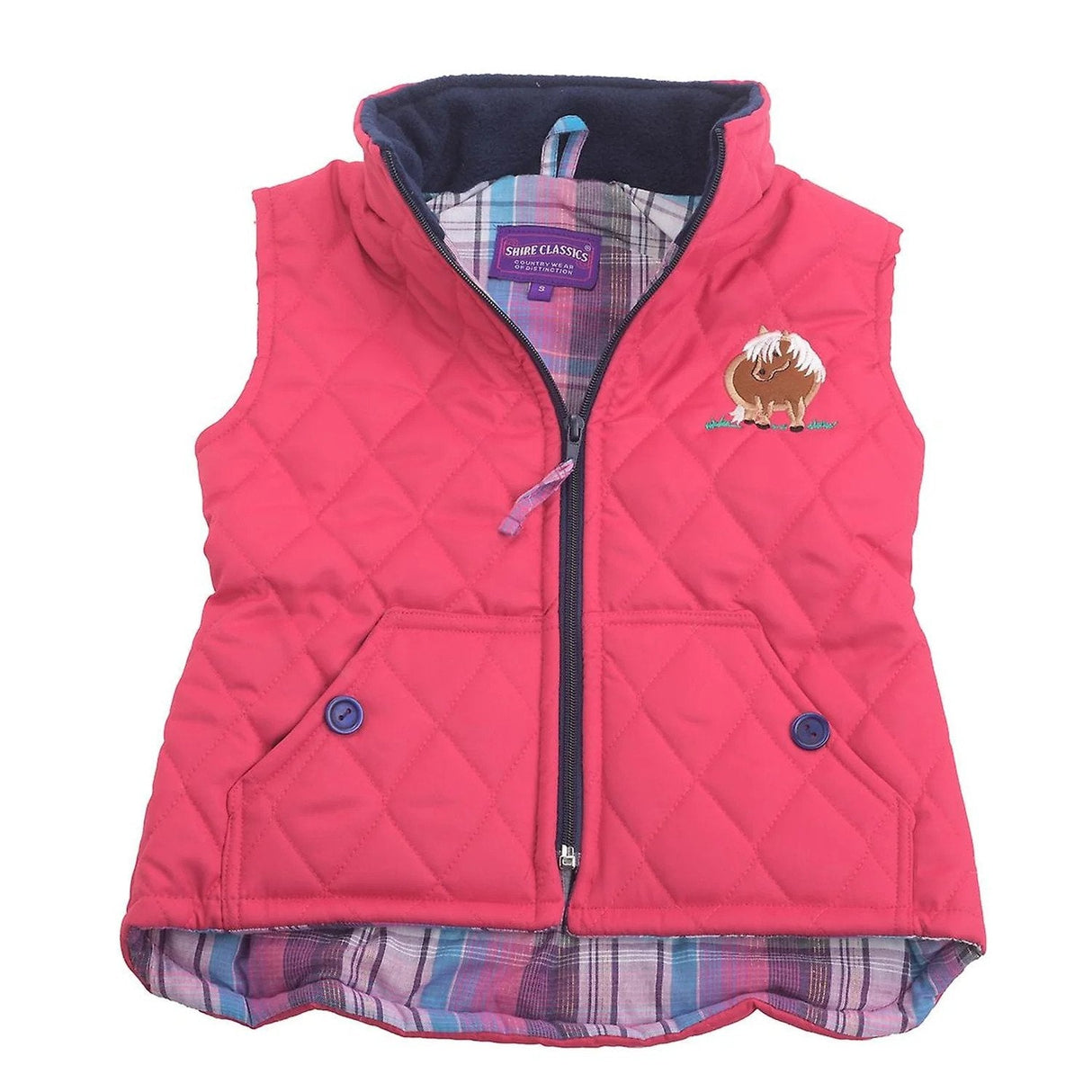 British Country Collection Three Fat Ponies Childrens Gilet #colour_fuchsia