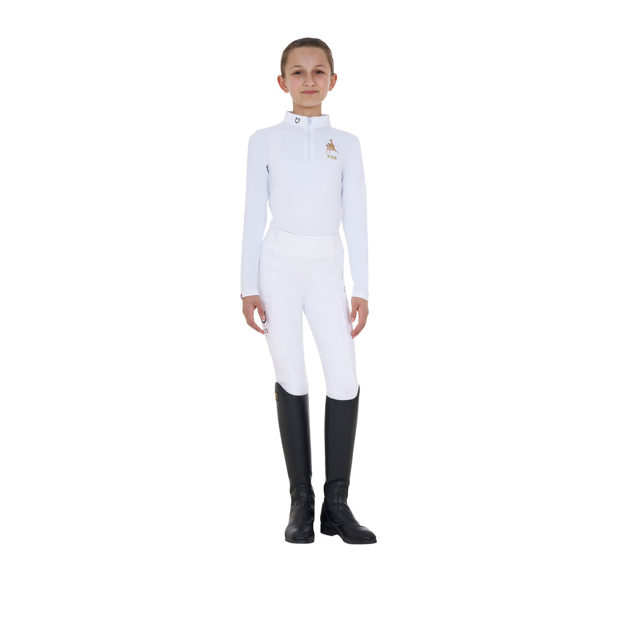 Equestro Girls' Long-Sleeved Competition Polo Shirt Equestro X Fise