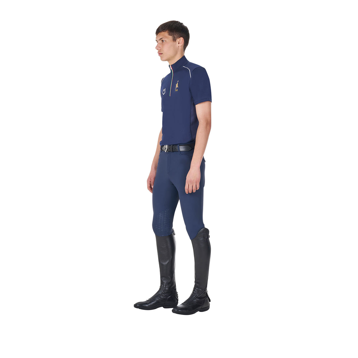 Equestro Men's Training Polo Shirt With Italian Flag Zip Equestro X Fise