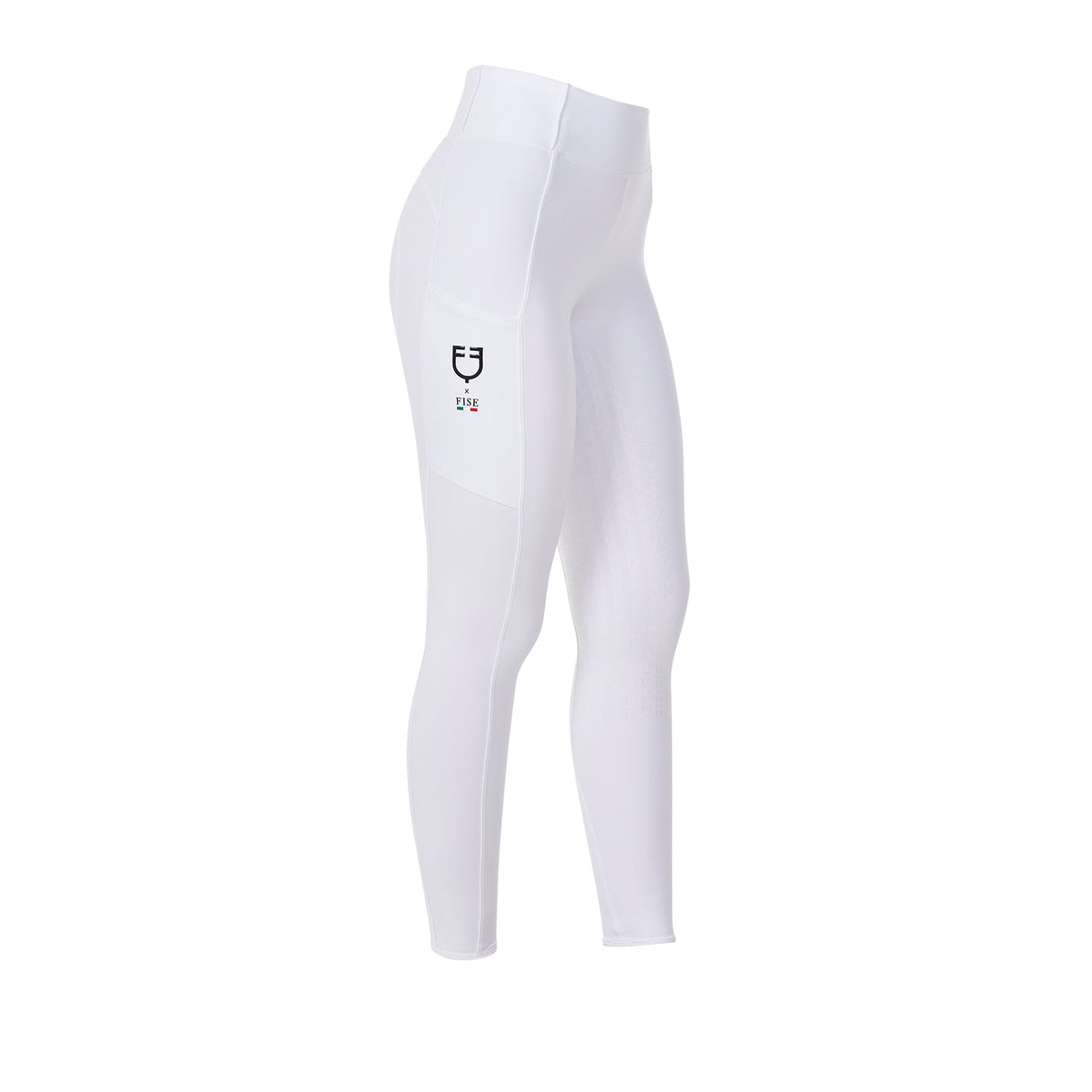 Equestro Women's Slim Fit Full Grip Leggings Equestro X Fise #colour_white
