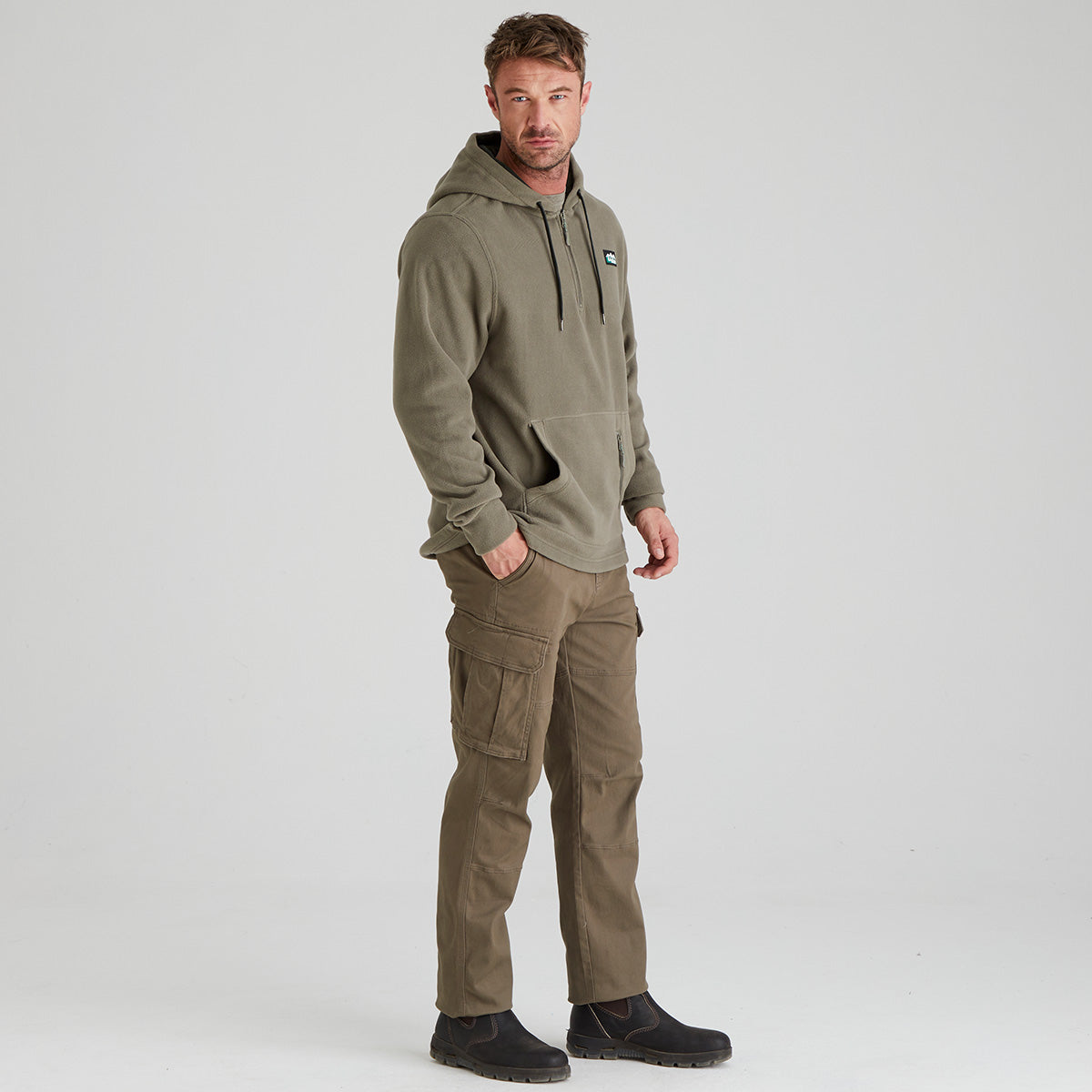 Ridgeline Ballistic Long Sleeved Fleece Hoodie - New #colour_smokey-olive