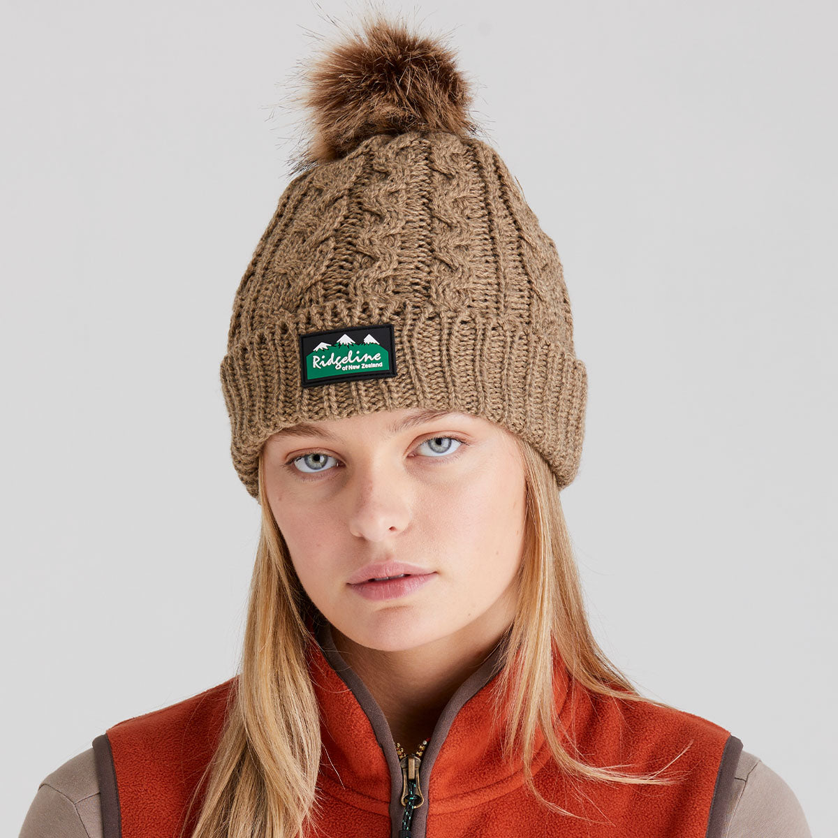 Ridgeline Nordic Fleck Bobble Hat #colour_teak