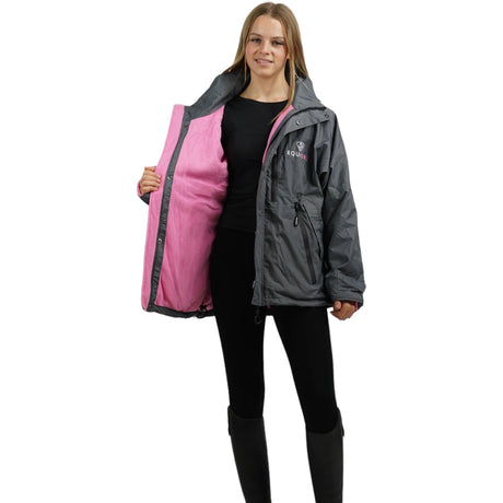 EQUIDRY Women's Thin Fleece Shortie #colour_grey-penelope-pink