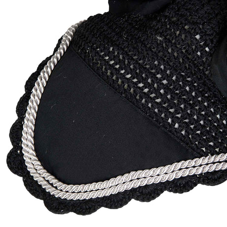 Equestro Knitted Fly Veil With Cordura Fabric #colour_black