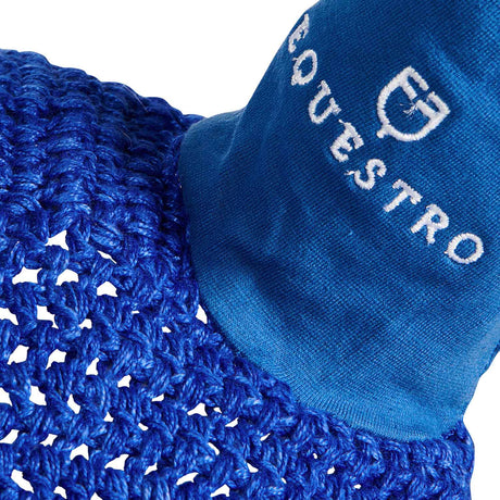 Equestro Knitted Fly Veil With Elastic Front Strap #colour_royal-blue