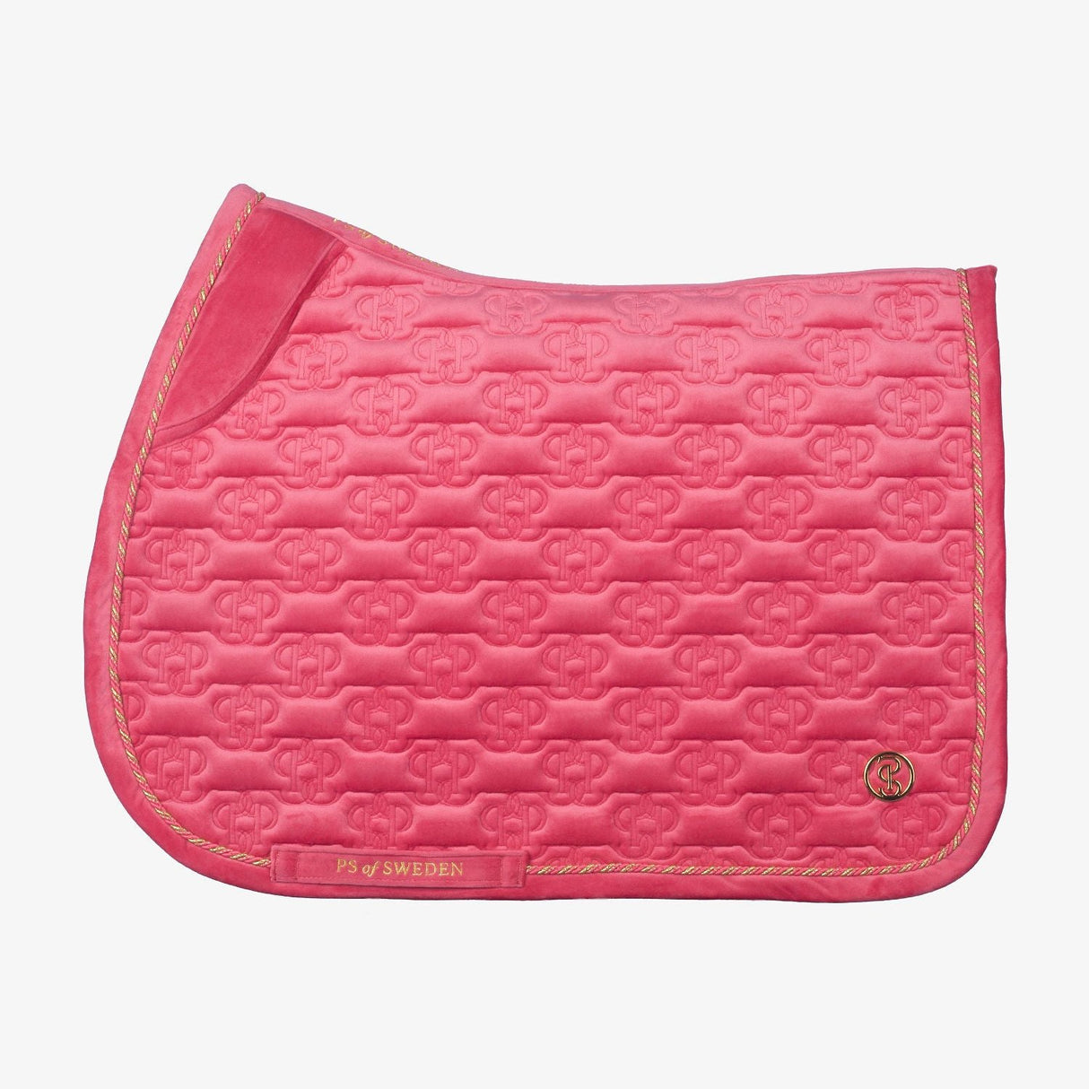 PS of Sweden Velvet Monogram Jump Saddle Pad #colour_scarlet-pink