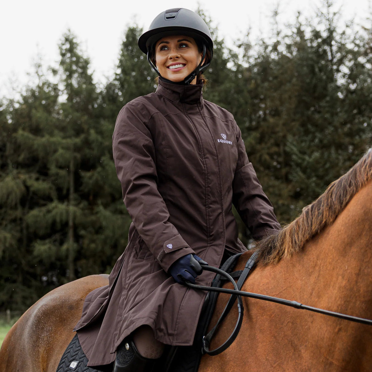EQUIDRY Women's Bronte Riding Coat with Removable Hood #colour_brown