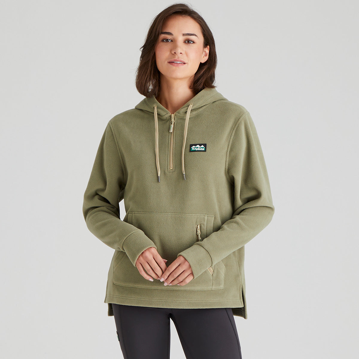 Ridgeline Womens Ballistic Long Sleeved Fleece Hoodie #colour_khaki-green