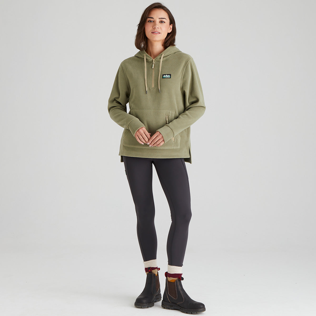 Ridgeline Womens Ballistic Long Sleeved Fleece Hoodie #colour_khaki-green
