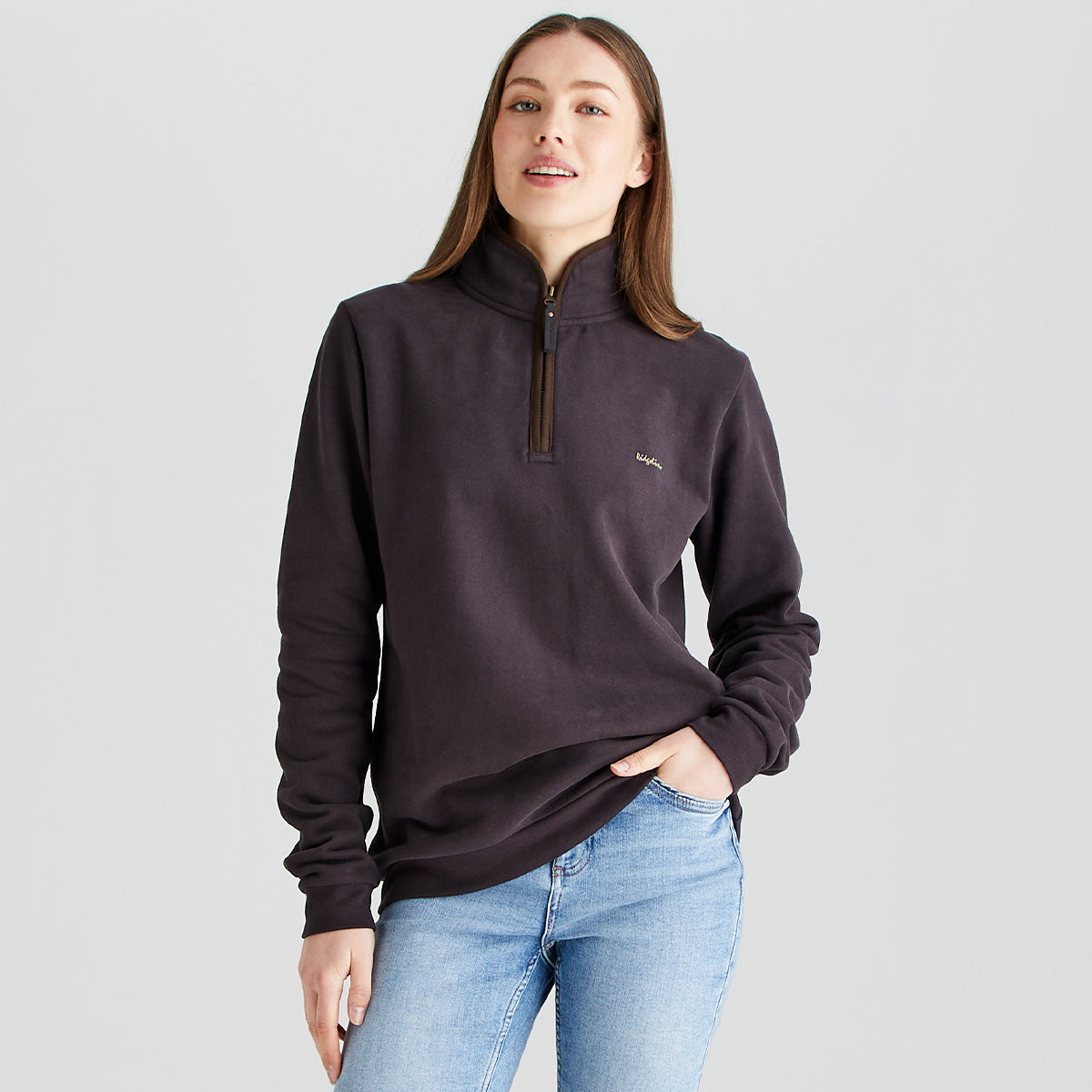 Women's Brancaster 1/4 Zip Top - Deep Bark