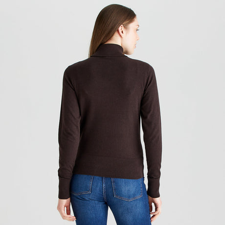 Women's Melford Knit Roll Neck - Deep Bark