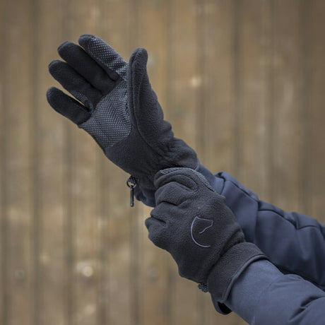 Equitheme Picot Fleece Gloves #colour_black