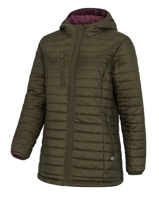 Hoggs of Fife Kingston Ladies Hooded Jacket #colour_olive-merlot