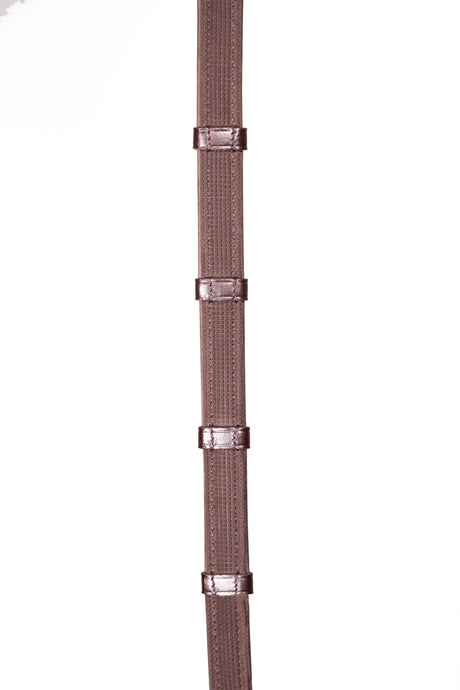 Henry James Calfskin Supergrip Reins With Stoppers #colour_havana-brown