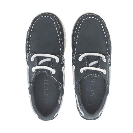 Chatham Henry Kids Nubuck Boat Shoes#colour_navy