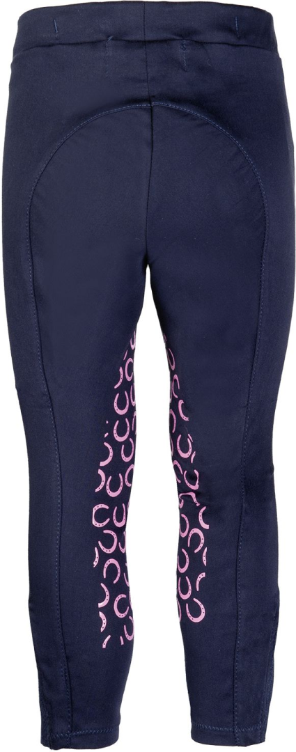 HKM Pink Pony Silicone Knee Patch Riding Breeches #colour_deep-blue